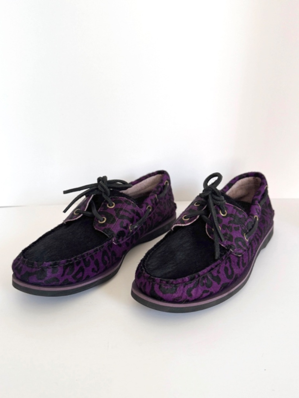 Timberland + Wacko Maria Purple Leopard Faux Fur Classic Boat Shoe